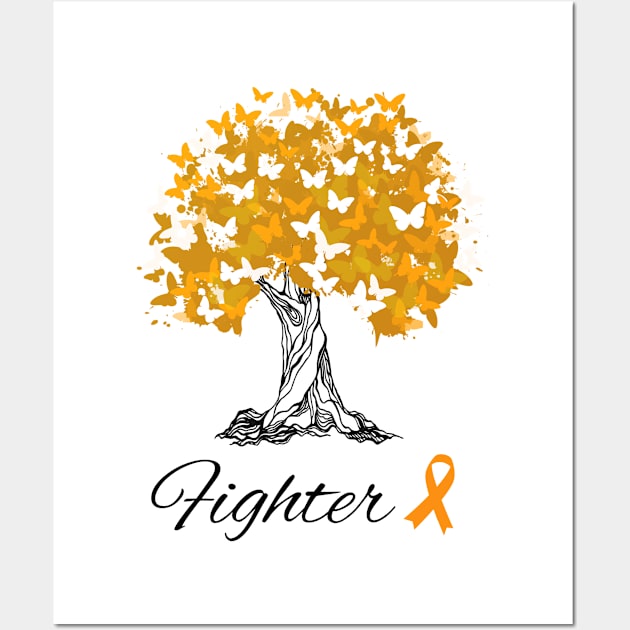 Raising Support & Awareness Fighter Tree With Butterflies Wall Art by MerchAndrey